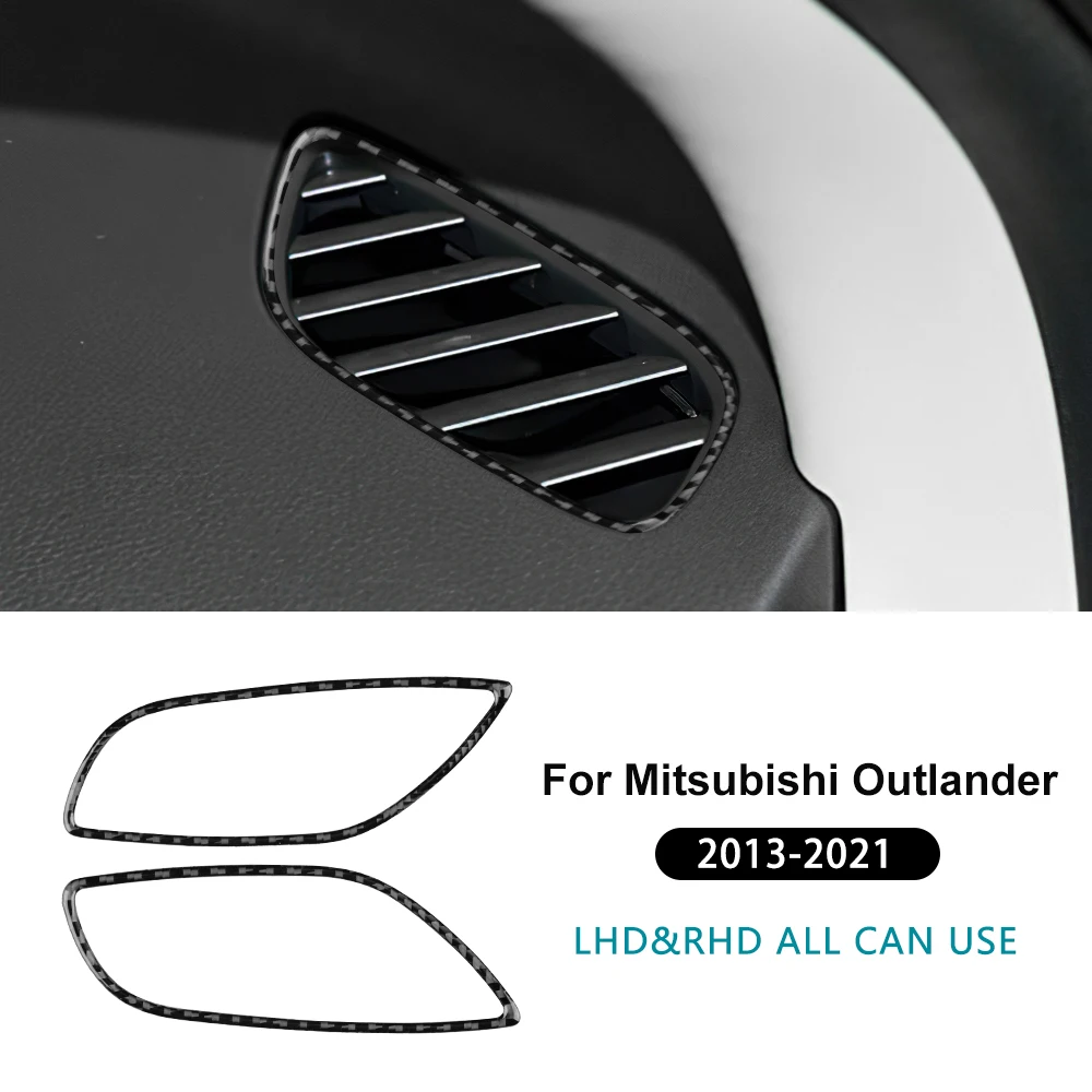 Real Soft Carbon Fiber For Mitsubishi Outlander 3 2013 2014 2015 2016 2017 2018 2019 2020 2021 Car Instrument Air Outlet Sticker