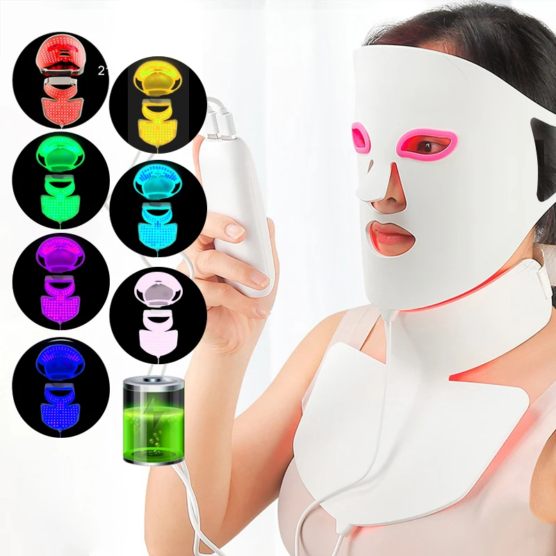 led face photon mask 7 color silicone led facial mask for face and neck beauty red light therapy mask