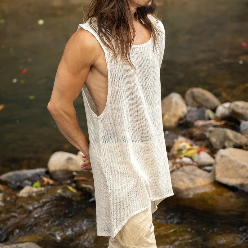 

Loose Knit Sports Vest for Men New Versatile Sleeveless Breathable Mesh Base Coat Men's Fashion Top