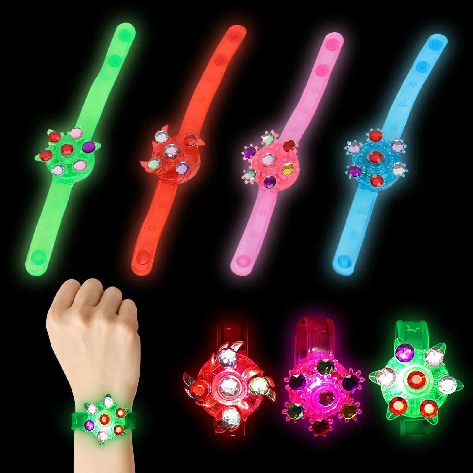 1 Stücke Leuchtende LED-Licht Spinner Hand Top Spinner Glow in Dark Licht Figet Spiner Finger Stress Relief Spielzeug Armband