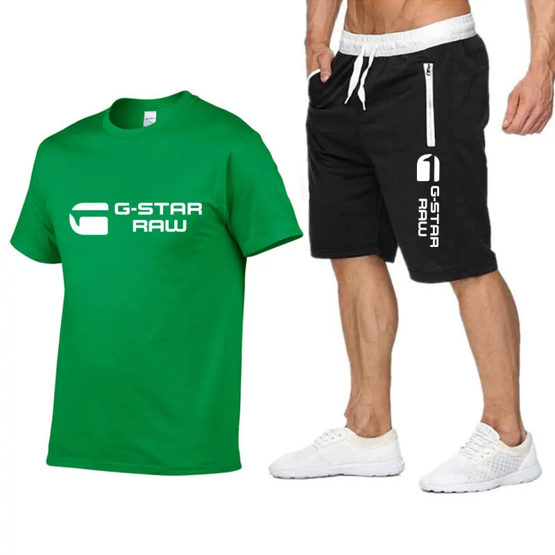 2024 Summer New Men's Tracksuit T-shirts Shorts Sets Suit 2Pcs Gym Leisure Y2K Sportswear Brand Clothes For Men