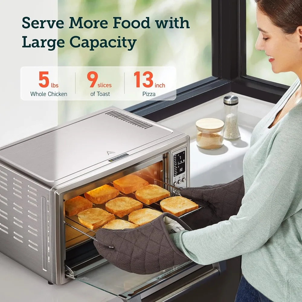 12-In-1 Lucht Friteuse Broodrooster Oven Combo, Airfryer Rotisserie Convectie Oven Aanrecht, Bakken, Grill, Braden, Uitdrogen