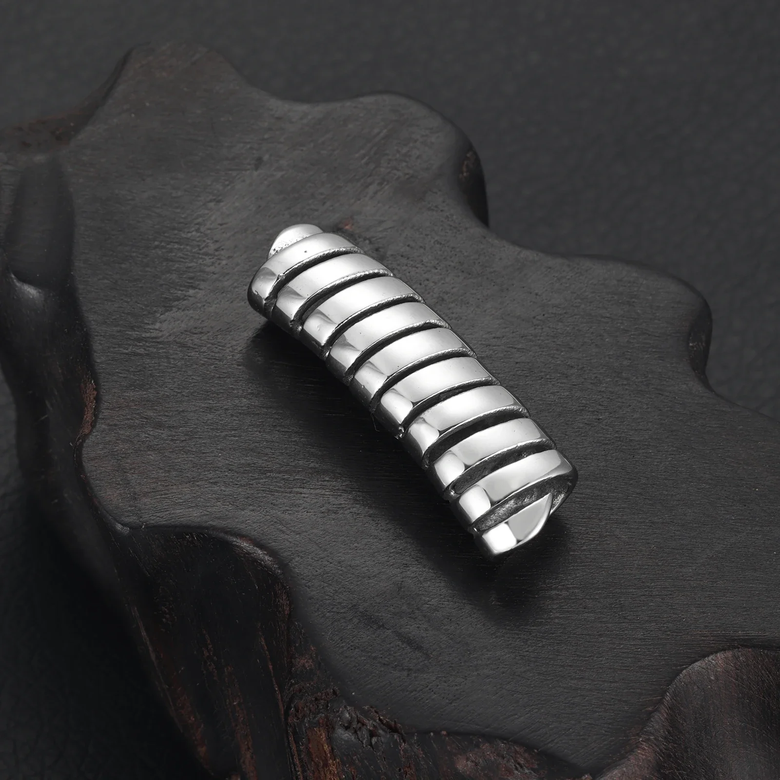 Stainless Steel Curved Flat Tube Beads Mirror Polish Hole 8*4mm Slide Charms for Bracelet Jewelry Making DIY Accessories