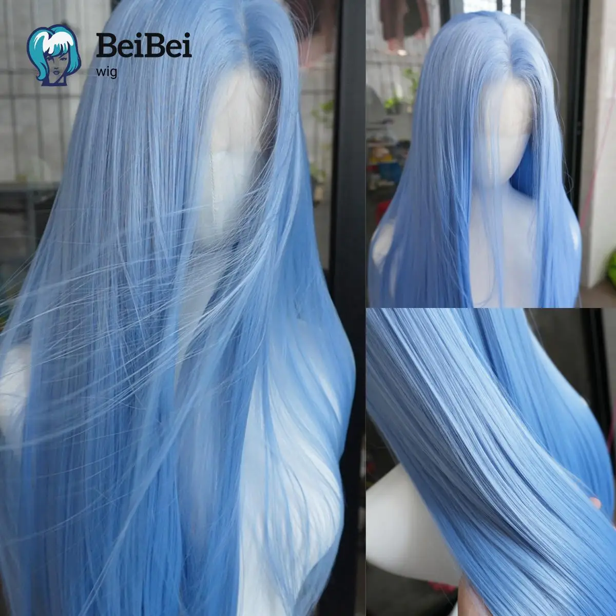 

Синтетические парики с кружевной передней частью 13*4, цвет Ashy Blue, длинные прямые, без клея, из термостойких волокон, для женщин, для косплея, 26 дюймов