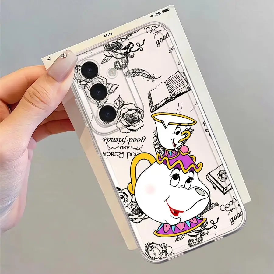 Funda para Samsung Galaxy A72 A31 A51 A12 A21s A16 A32 A52s A50 A52 A71 Funda transparente La Bella y La Bestia