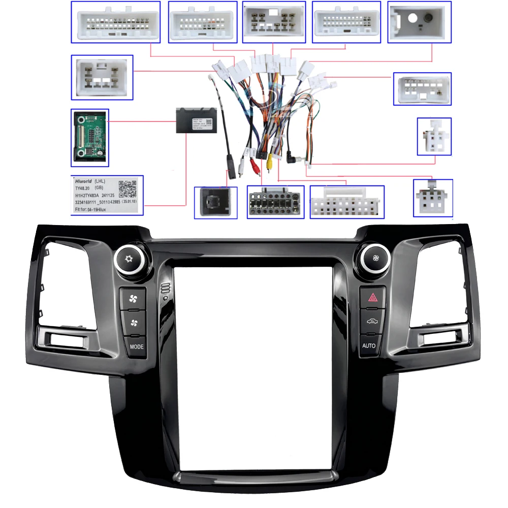 For 2005-2014 TOYOTA FORTUNER/ VIGO/ HILUX (9.7" VERTICAL SCREEN)Car Radio Fascias Tesla Style Panel Android MP5 Stereo Frame ki view 5