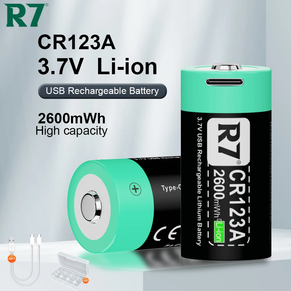 

2-8PCS 3.7V 2600mWh Li-ion CR123A USB Battery 16340 Rechargeable Lithium Batteries for Laser Pen LED Flashlight