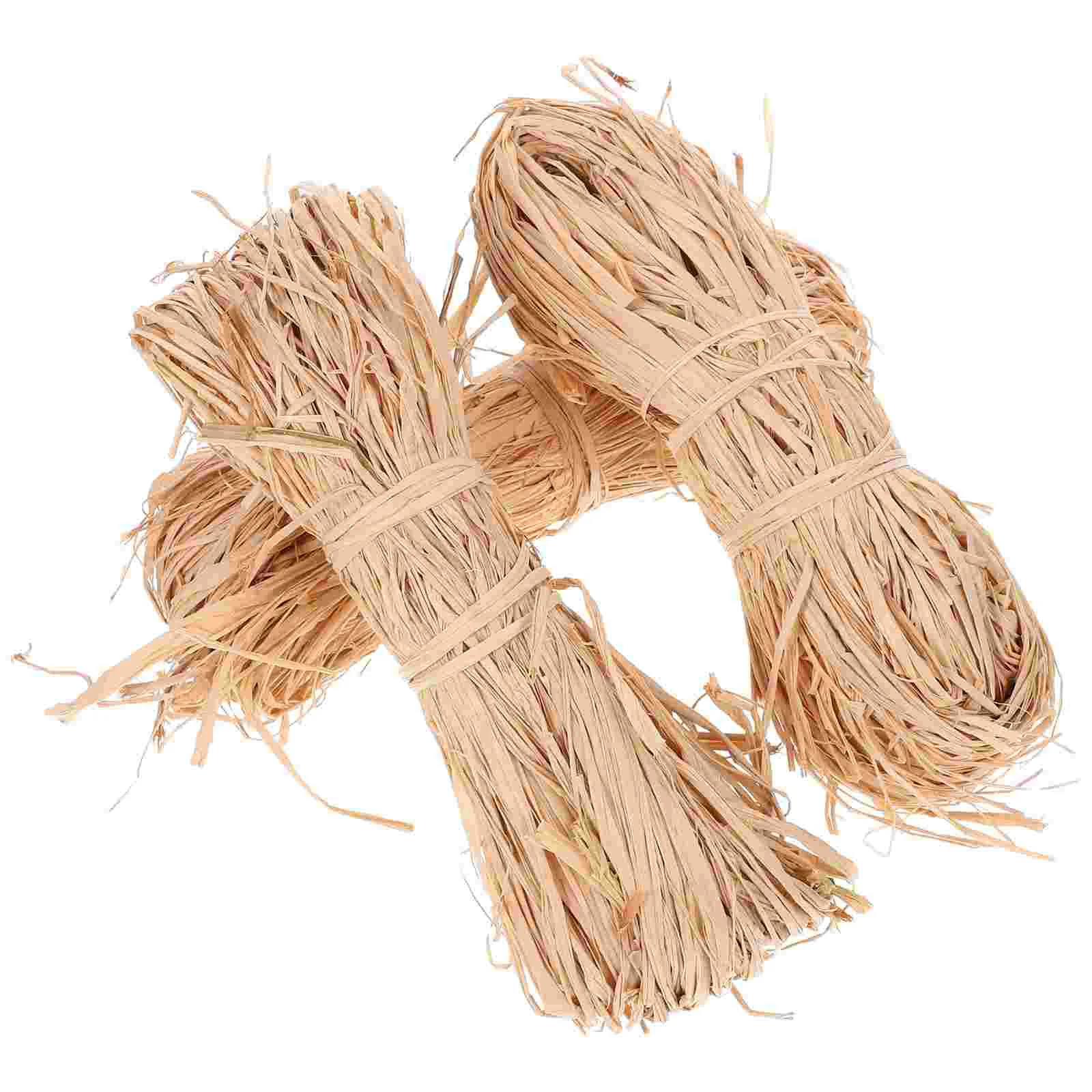 3 Bundles Natural Raffia Straw Bale Basket Weaving Supplies Shredded Filler Ribbon for Flower Bouquet Manual Gift Packing