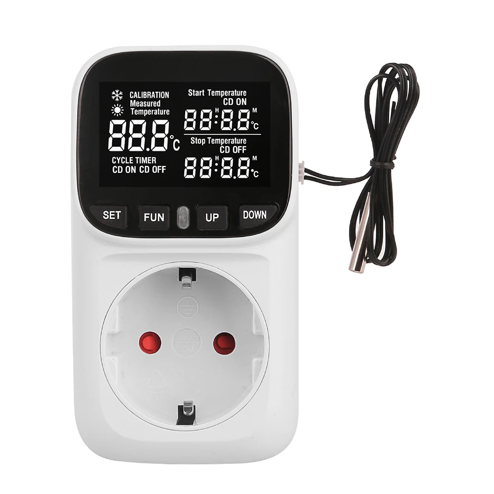 Intelligente Digitale Display Temperatuurregeling Socket Timing Temperatuursensor Socket Met Sonde Kop-40 ℃ ~ 120 ℃ Voor Aquarium