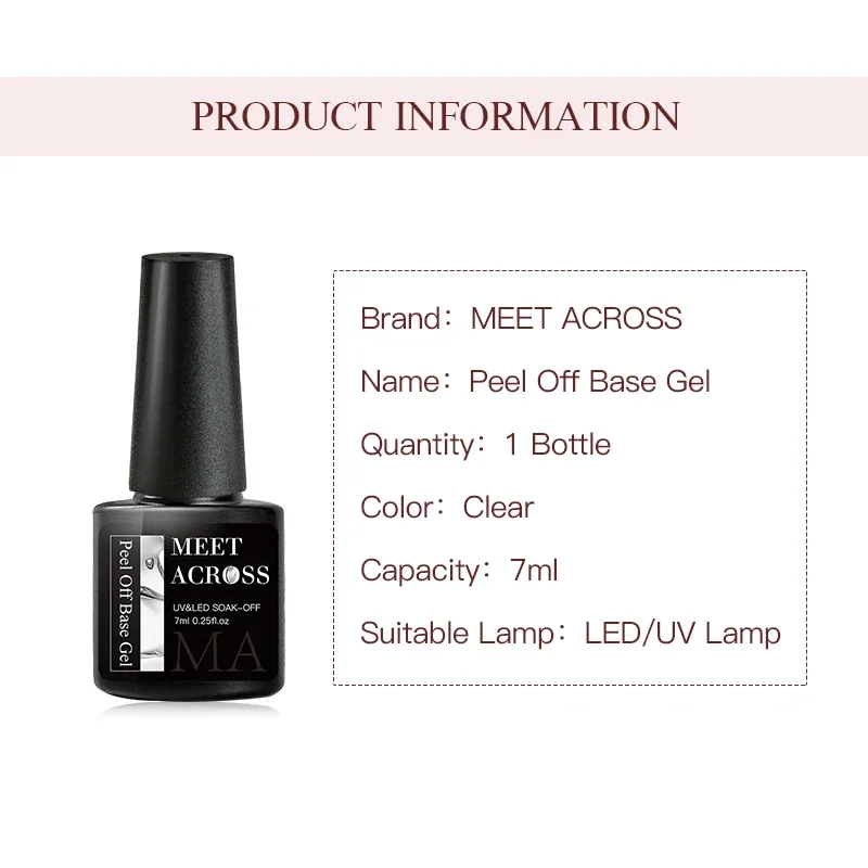 MEET ACROSS Peel Off Base Gel Top Coat Clear - lakiery żelowe do paznokci UV