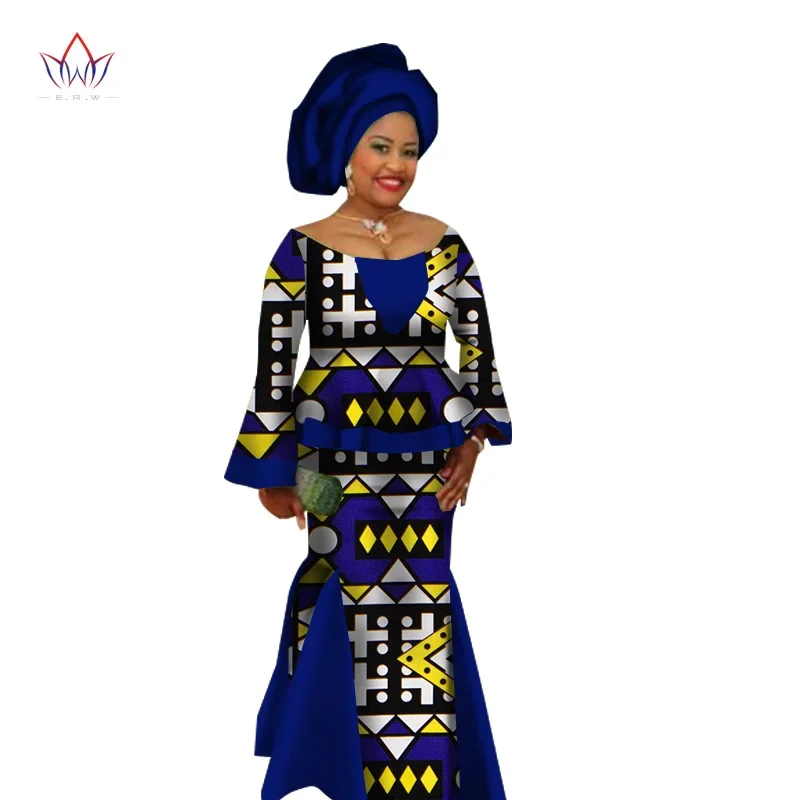 

African Summer Skirt Set for Women Dashiki Traditional Blouse Top and Skirt Sets Print Wax Plus Size 6XL Sets WY1380