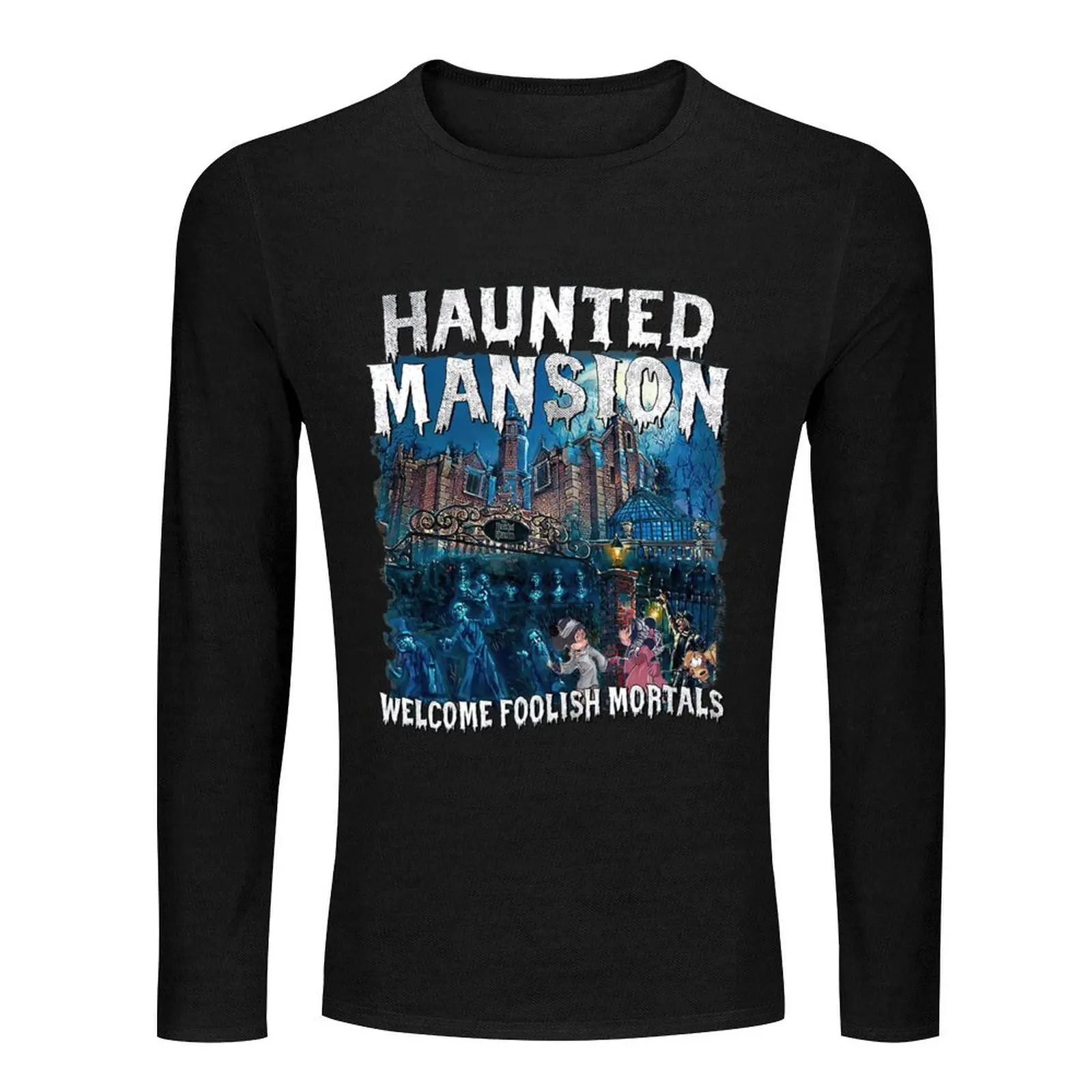 Welcome Foolish Mortals Haunted Mansion Long T-Shirt tees heavyweight t shirts tops mens graphic t-shirts funny