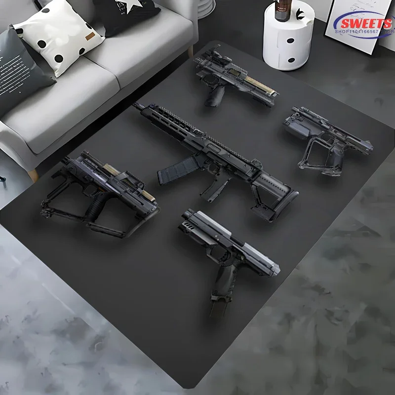 

New Arrive Assault Rifle Pistol Revolver Gun Carpet for Living Room Bedroom Hallway Long Strip Rug, Sofa Doormat Home Decor Mat