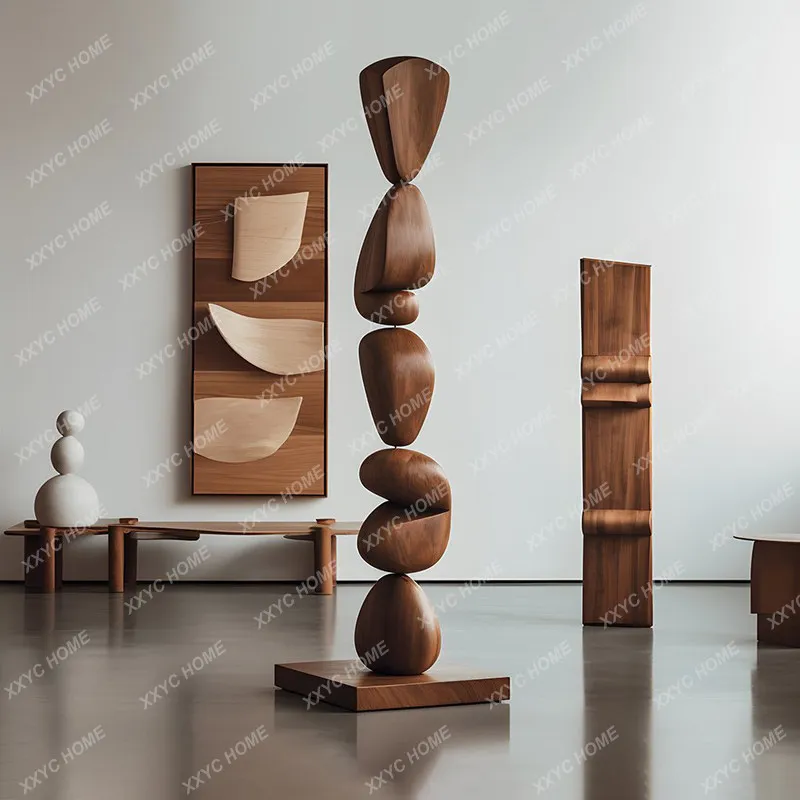 Wabi Stillwind Solid Wood Sculpture Ornament Model Room Sales Office Hotel Lobby Entrance Decoration Soft Decoration Artwork