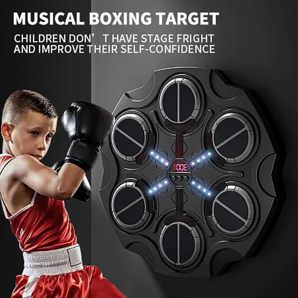 Children's Smart Boxing Machine,Home Music Wall Target Trainer With Gloves,Games Toys For Kids Decompression With Bluetooth