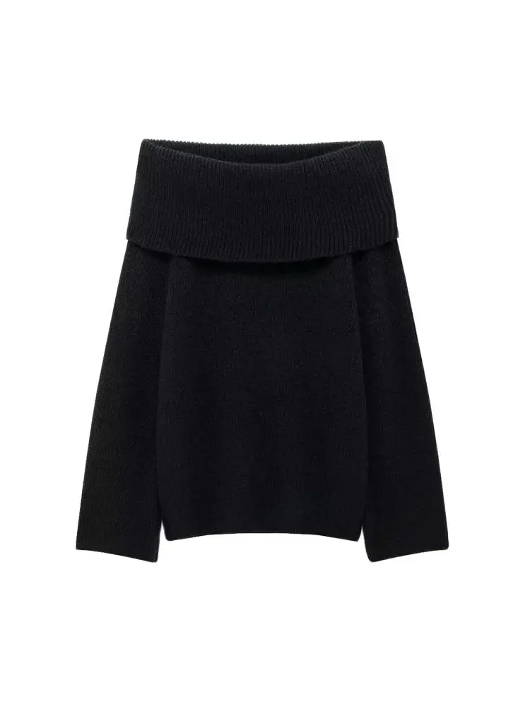 Women\'s Long Sleeve Straight Neck Sweater Thick Warm Chic Fashion Pullover Top