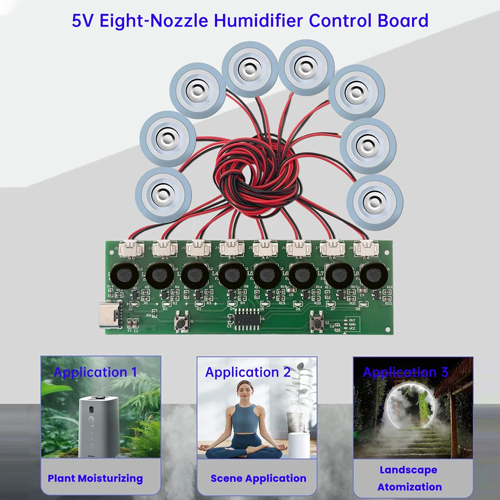 DC 5V 12W Spray Humidifier Module Atomization Control Board Ultrasonic Atomizer Supports Fast Charging Type C Interface ﻿