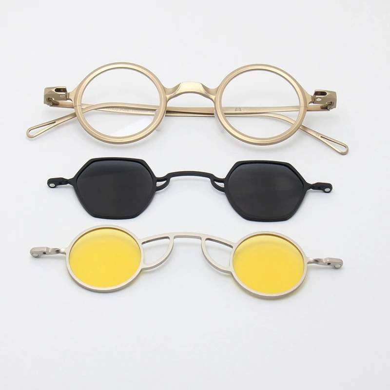 

2 pcs Magnetic Sunglass Clips Eyeglasses Frame RG1911CU Pure Titanium Optical Glasses Frame Women Prescription Frame Shades