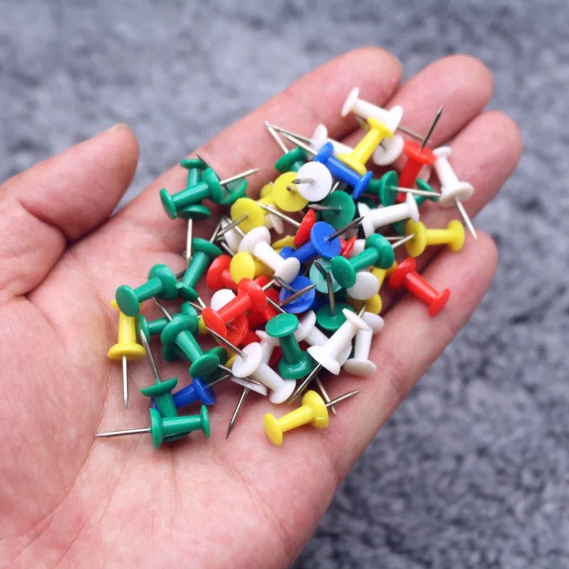 50Pcs/box Pushpins Are Used for Bound Painting Transparent Colored Picture Nails with High Quality and Durability