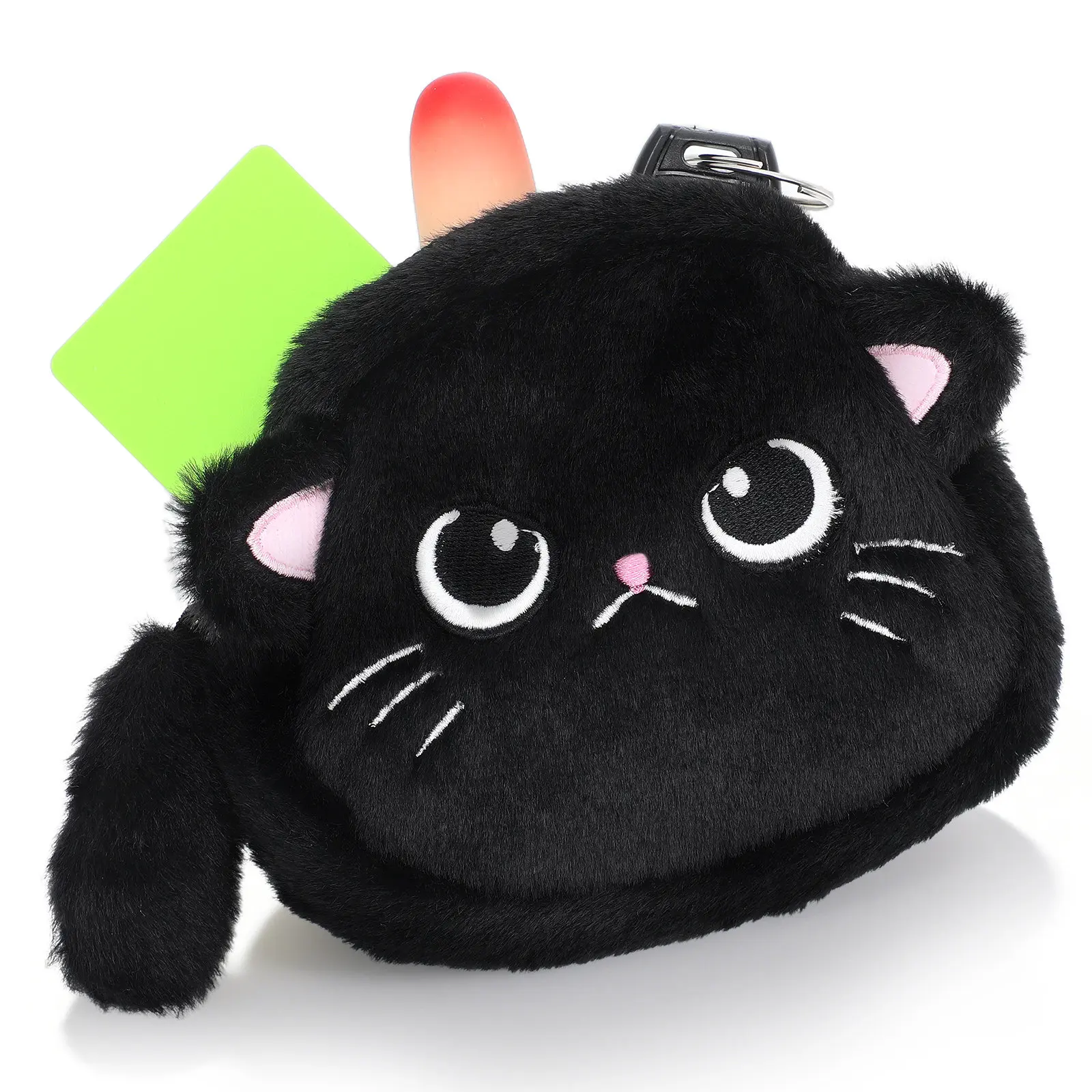 Cute Cat Coin Purse for Girls Soft Fabric Compact Change Wallet Ideal for Keys Lipstick Coins Makeup Travel School Kawaii