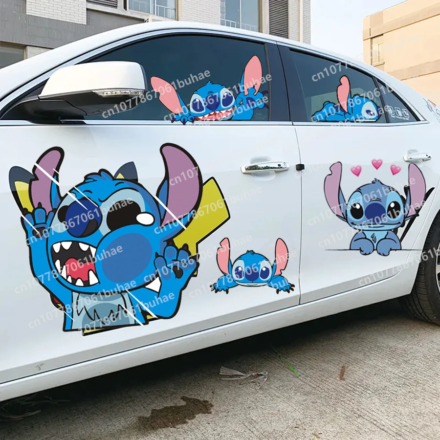 Disney Stitch Car Sticker Cute Cartoon Anime Figure Stich Auto Window Driving Mirror decalcomanie parabrezza posteriore Car Decor Gifts