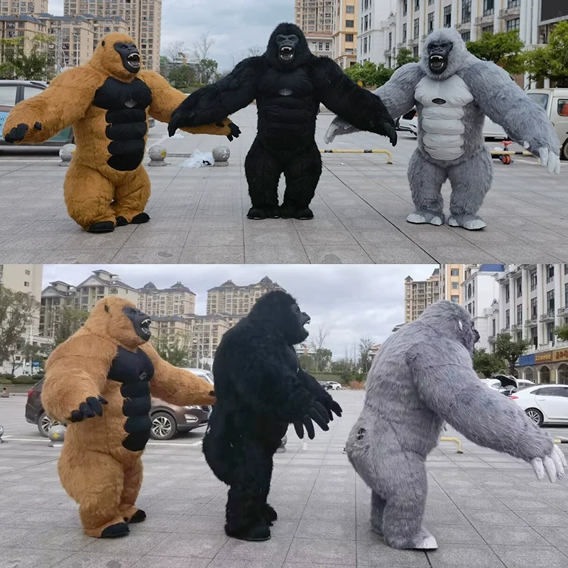 Christmas Inflatable Gorilla Mascot Costume Giant Full Mascot Suits Fur Cosplay Fancy Dress  Halloween Events Party No Battery