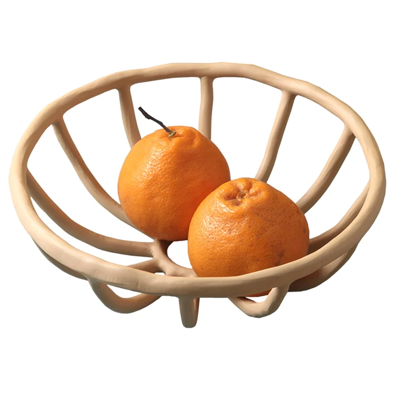 Nampan Buah Berongga Resin Nordic Singkat Piring Buah Berongga Piring Desktop Ruang Tamu Mangkuk Makanan Ringan Dekorasi Kafe Toko Kerajinan Tahan Lama