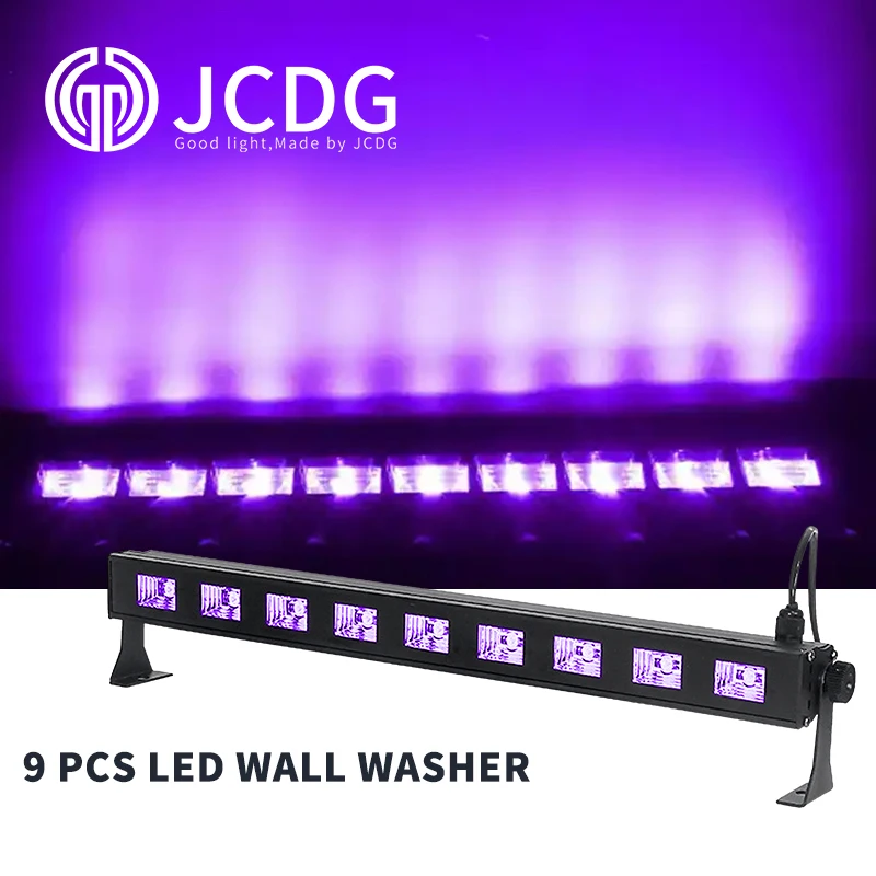 JCDG 9x3w Led UV Black Light Bar Stage Effect Wall Washer for Disco Christmas Birthday Club Party Bar Lighting Supplies