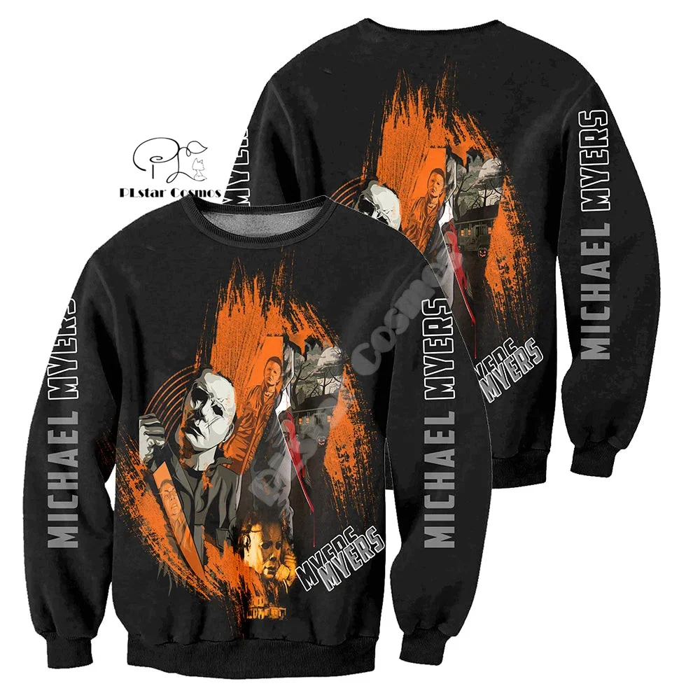 Cosplay Halloween Horror Terror Movie Michael Myers Vintage Retro Graffiti 3DPrint Pullover Streetwear Casual Jacket Hoodies N16