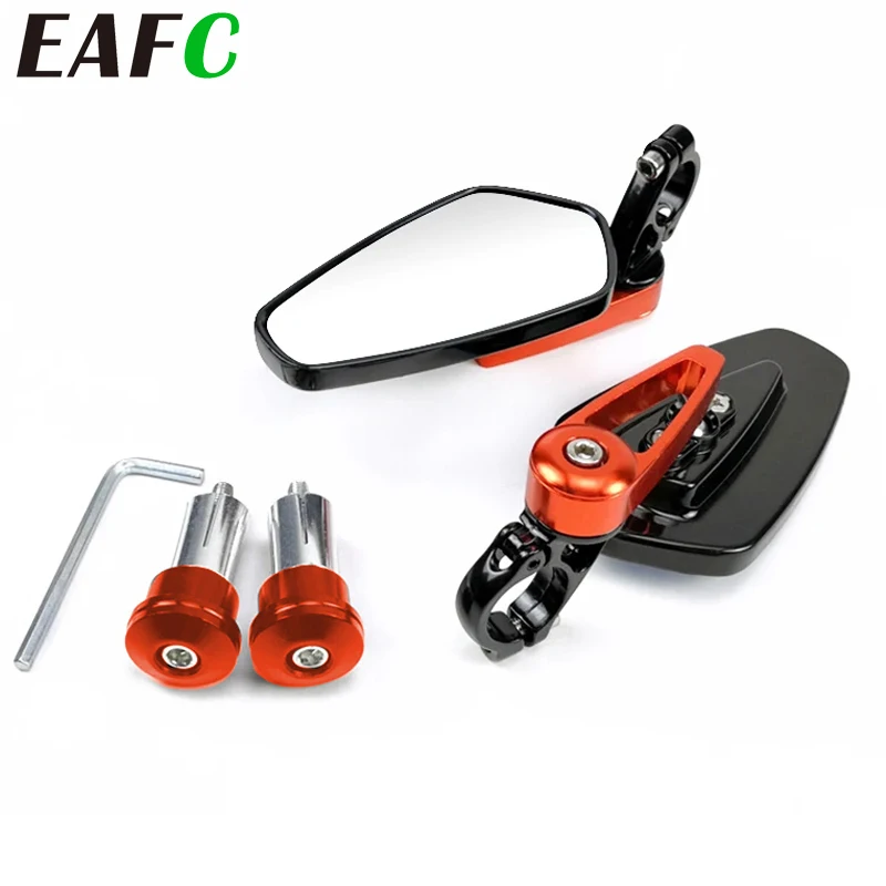 EAFC Universal Motorcycle 22mm Bar End Side Rearview Mirror 2Pcs Aluminum 7/8