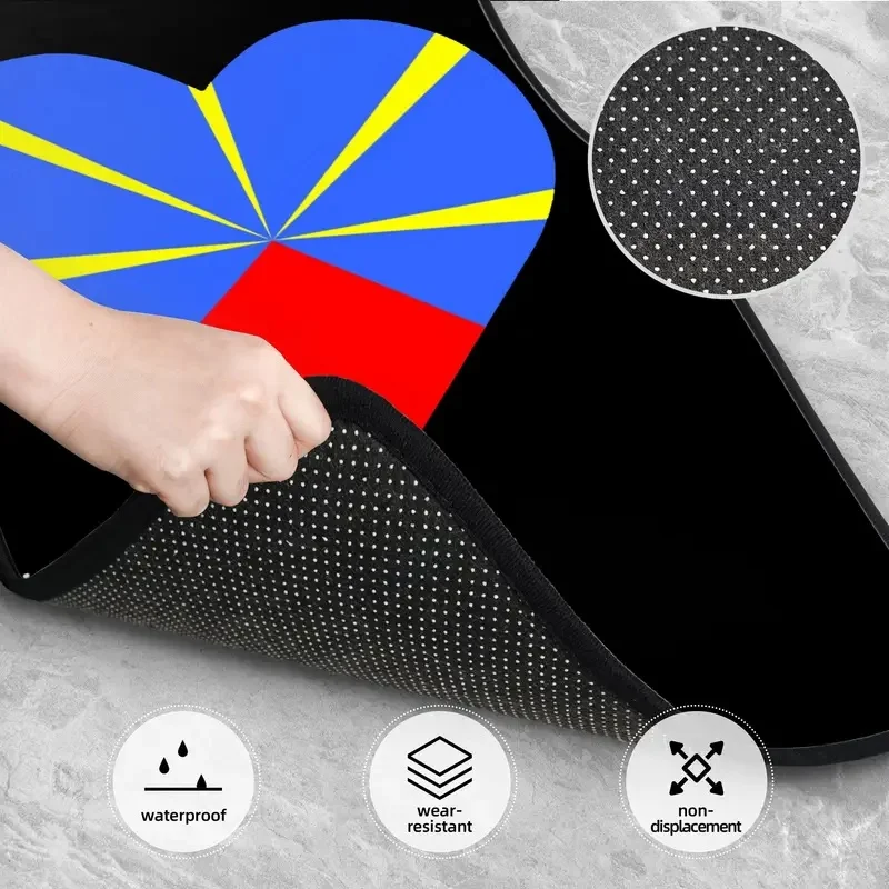 Crystal Velvet Car Floor Mats 4 Pcs Rugs French Volcanic Reunion Island Flag 974 Universal Car Front Rear Carpets Foot Mats 3