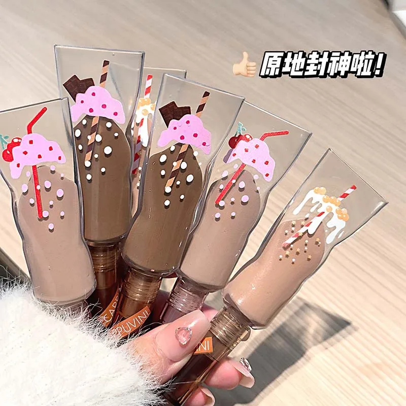 カプチーニミルクティーベルベットリキッドアイシャドウモノクロマットメイクアップロングラスティングアイシャドウ