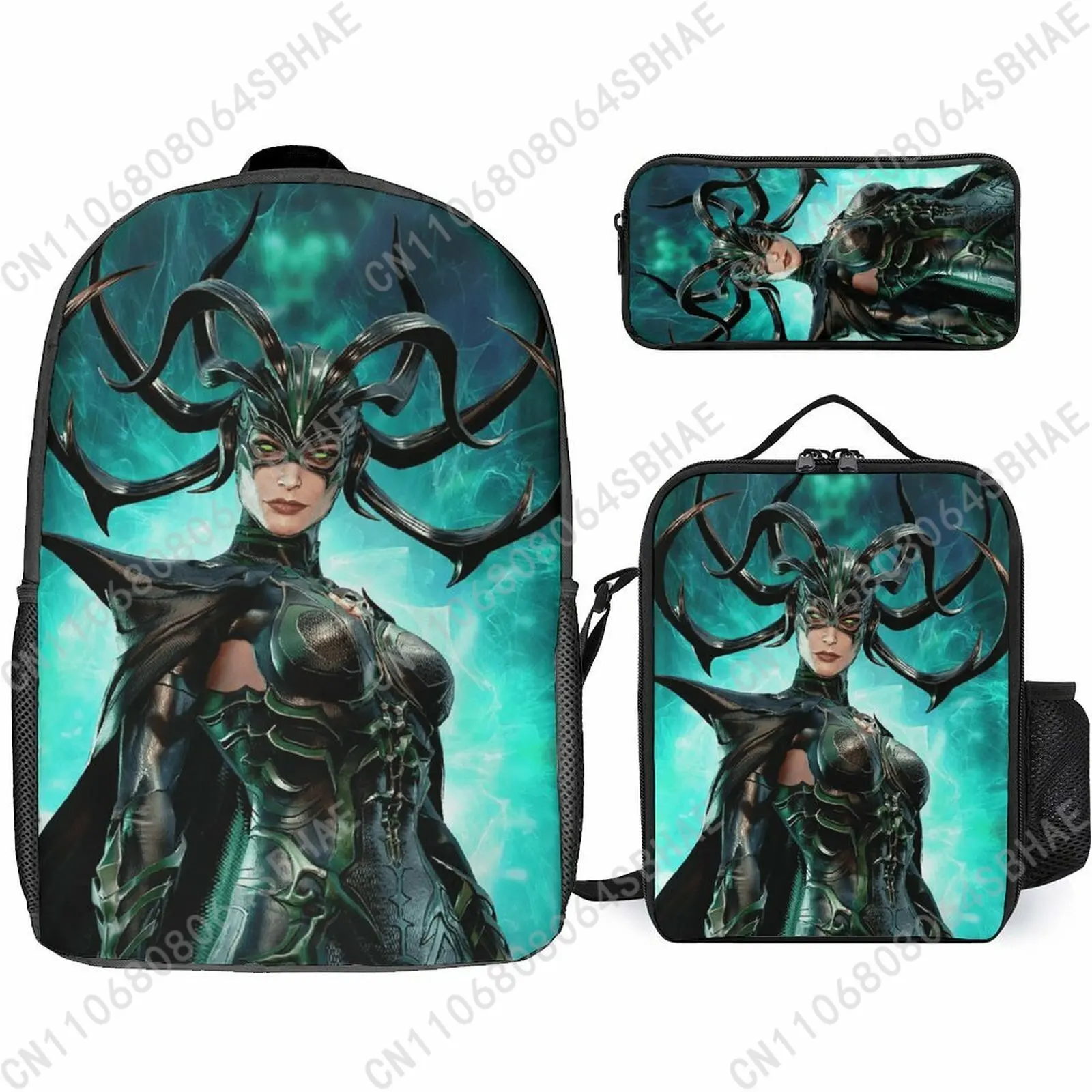 

Школьный рюкзак Marvel Hela для подростков, учащихся средней и старшей школы, 3 шт., сумка для книг, сумка для обеда, сумка для карандашей, косплей