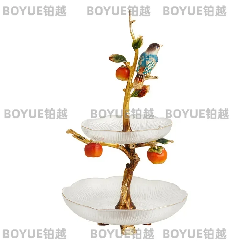 Tiered Clear Glass Fruit Tray Transparent Desktop Snack Candy Storage Dish Home Living Room Hotel Serving Platter