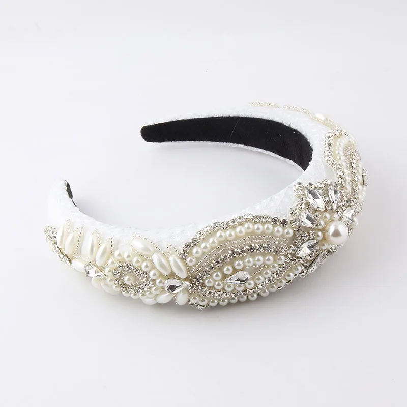 New Faion Sponge Baroque Hairband Women's Luxury Pearl Diamond Embedded Personali Headwear Hairband Sli Accory
