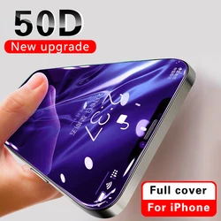 50D Tempered Glass Screen Protector For iPhone 13 14 12 11 Pro Max Xs XR X 6 7 8 14 Plus Full Protective Glass Screen Protector