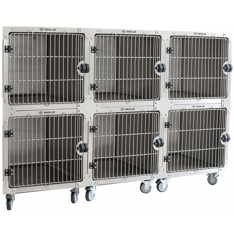 

Veterinary cage pet dog boarding Stainless steel Animal Clinic Veterinary cages professional factory stackable cleaning Easily A