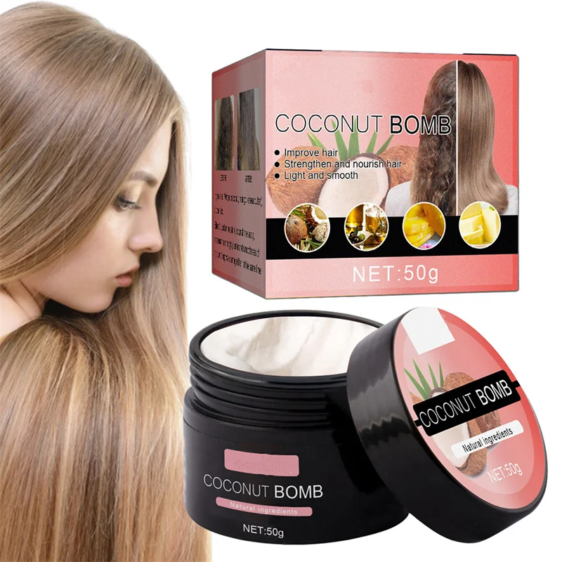 Coconut Nourishing Hair Mask Repair Damage Restore Soft Hair Keratin Collagen Silk Hair Scalp Care Lengthen Hair Mask