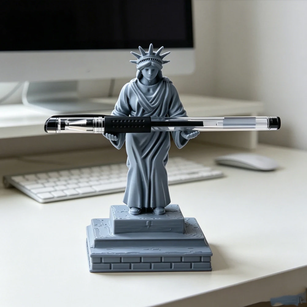 3D Printed Statue of Liberty Pen Holder Creative Landmark Sculpture Desk Pencil Stand Funny Office Decor Stationery Storage Rack