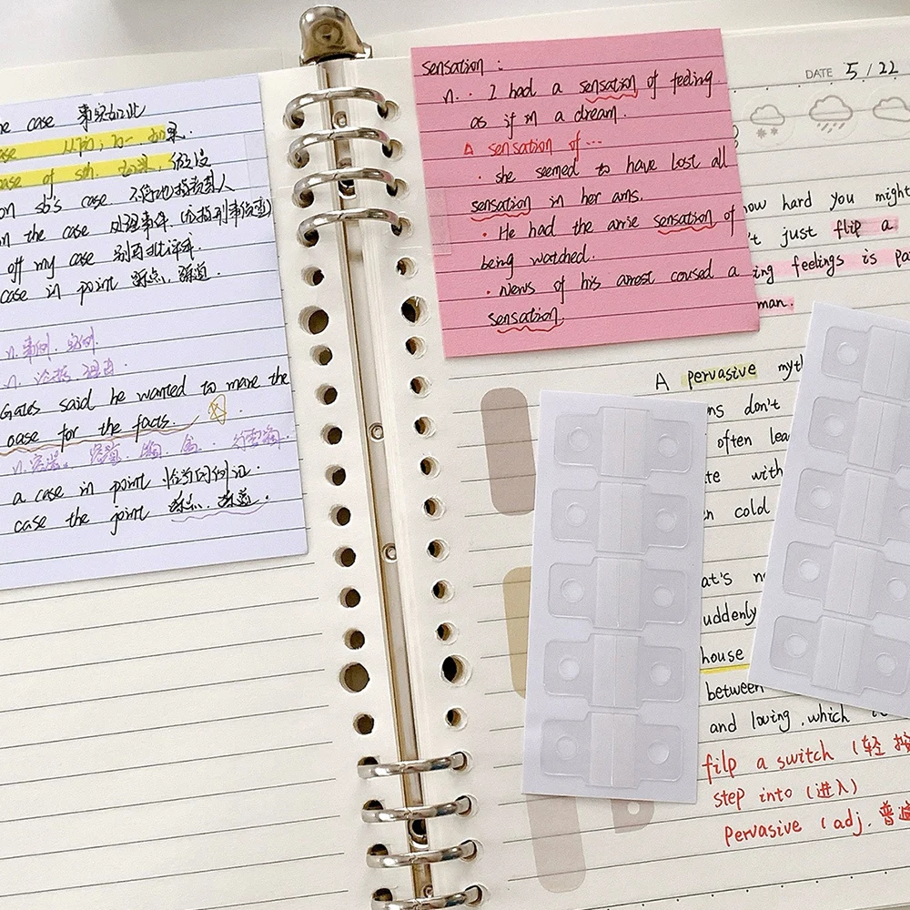 10/1pcs Pvc Binder Stickers With Adhesive Hole Label Round Sticker Notebook Paper Hole Sticker LooseLeaf Journal Planner Sticker