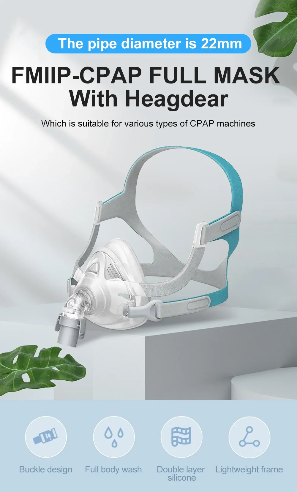 Resoxy FMIIP CPAP Mask Full Face Mask Auto CPAP APAP BIPAP Silicone Anti Snoring Sleep Apnea Sleep Aiding Respirator Mask