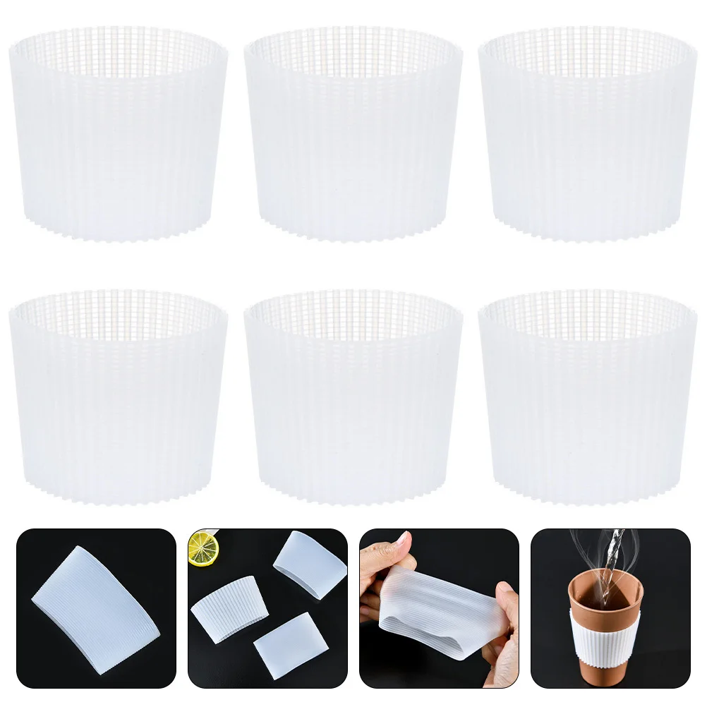 

6Pcs Silicone Cup Sleeve Portable Heat Insulation Anti-Slip Soft Bottle Cover Glass Holder -Bottle Cover Cup Holder