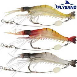 FLYSAND Shrimp Lure with Hooks Luminous Soft Fishing Lures Shrimp Bait Silicone Enticement Tackle Baits FlySand Fishing Tool