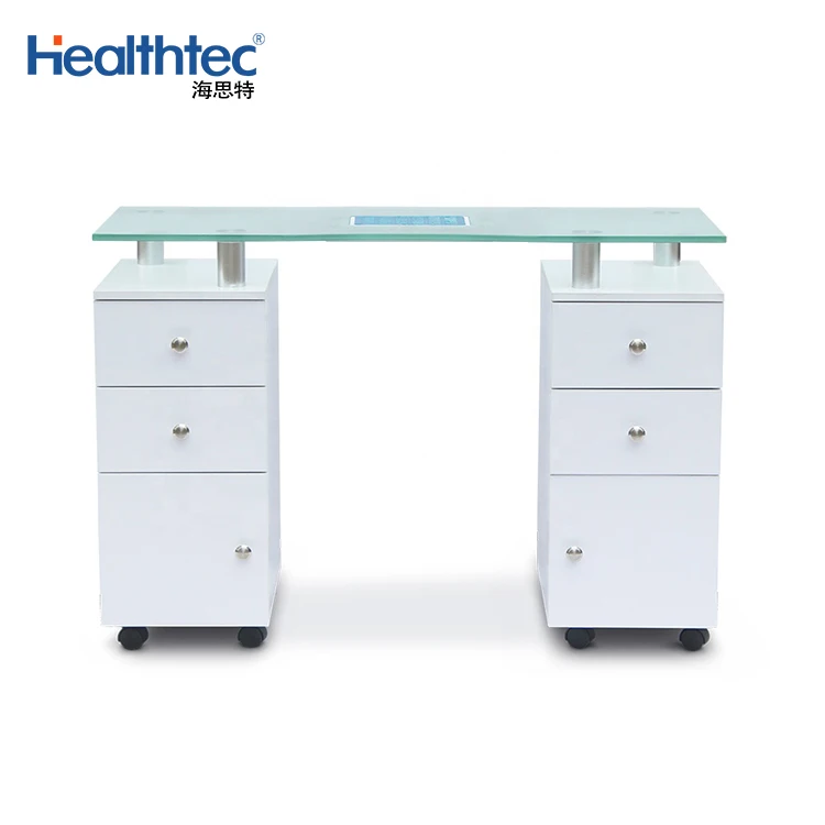 Beauty Salon Glass Table Top Wholesale Manicure Table And Chair Set Single Double Seat Nail Table