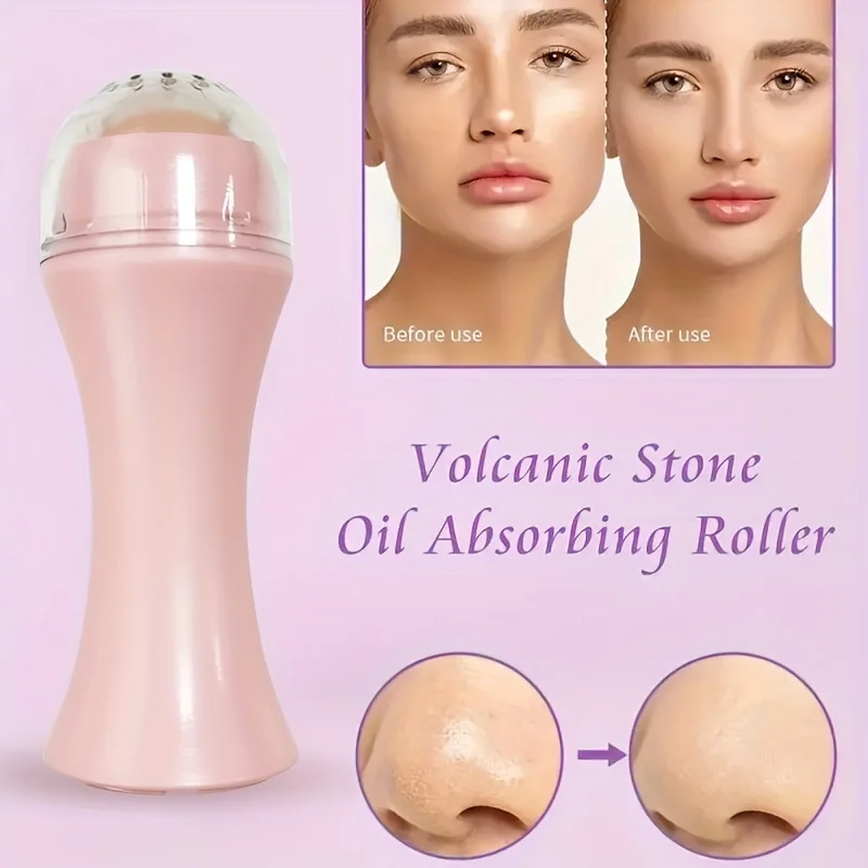 ลูกกลิ้งดูดซับน้ํามันบนใบหน้าเครื่องมือดูแลผิวหินภูเขาไฟดูดน้ํามันทําความสะอาดได้กําจัดน้ํามันบนใบหน้าเครื่องมือแต่งหน้าดูแลผิว