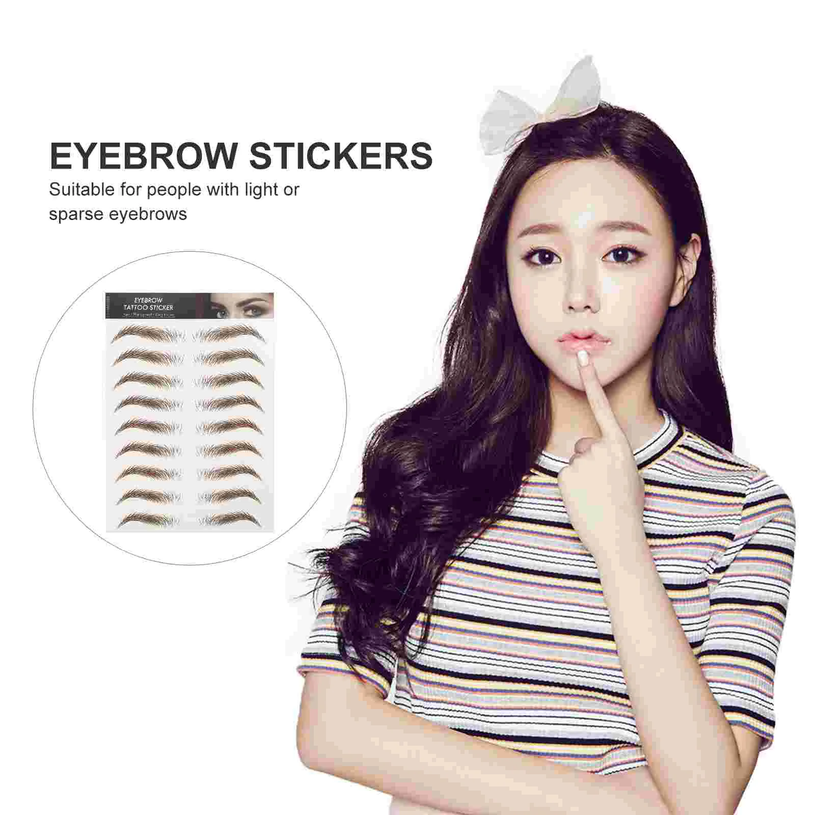 9 Sheets Waterproof Eyebrow Stickers Nail Stencils False Eyebrows Cosmetics Artificial Tattoos Tool Fake Transfer Imitation