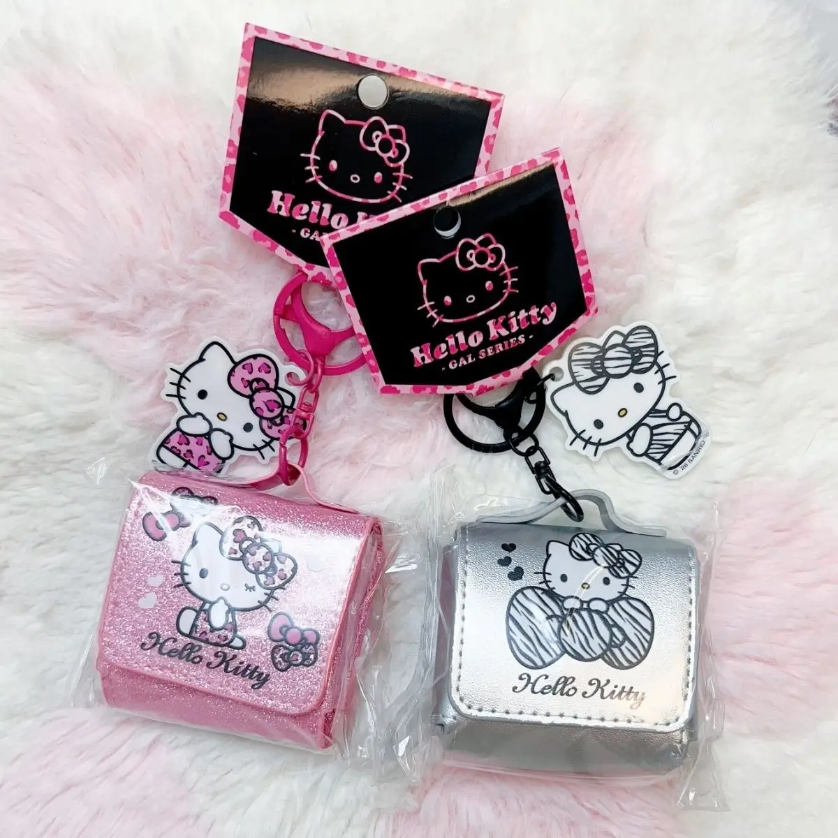 Hello Kitty Brown Leopard Print Flip Cover Earphone Bag Metal Keychain Schoolbag Decoration Pendant Cartoon Festival Gift Couple