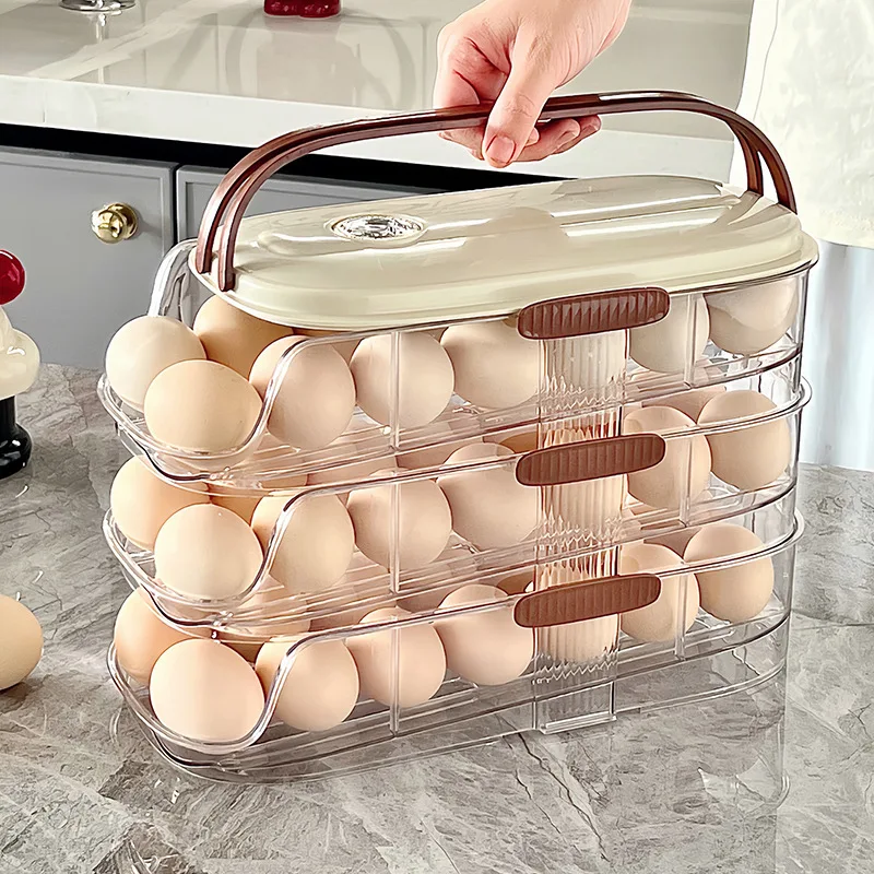 Egg storage box refrigerator dedicated food grade kitchen multi-layer inclined egg tray side door automatic egg box