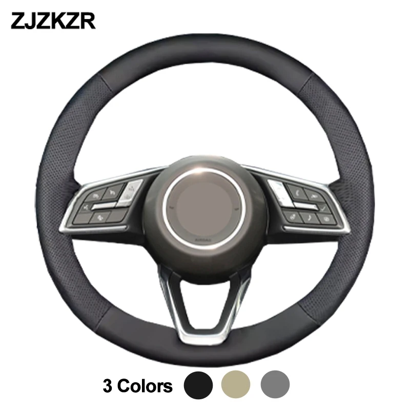 Hand Stitching Car Auto Braid on Steering Wheel Cover Wrap For Buick Electra E5 2023 2024 Beige Gray Leather