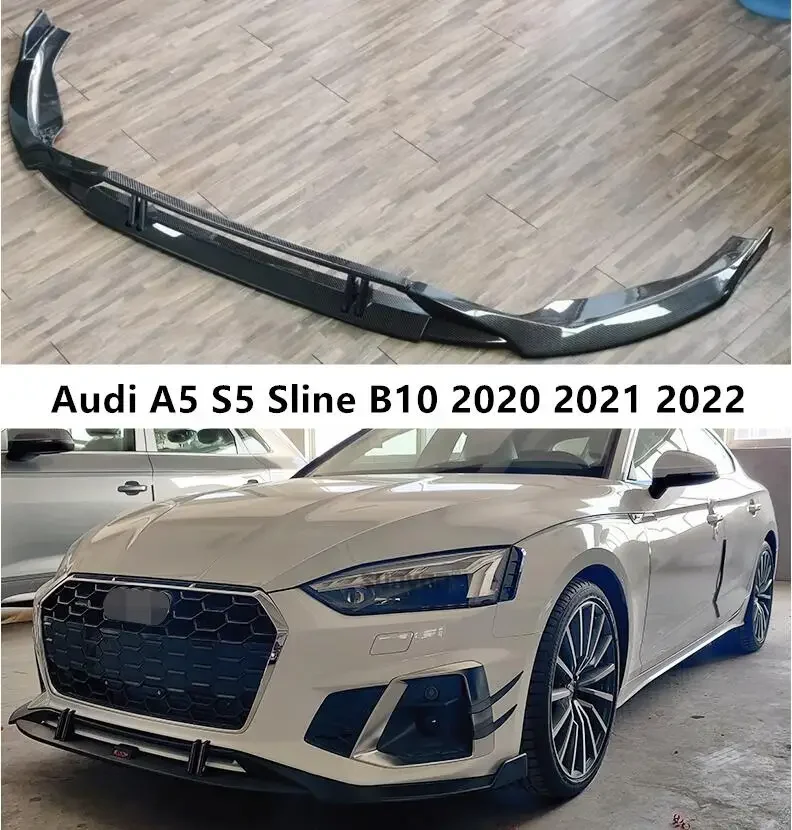 

Для Audi A5 S5 Sline B10 2020 2021 2022, передний бампер из настоящего углеродного волокна, спойлер, сплиттеры, комплект кузова